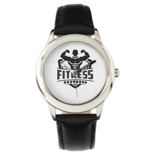 Fitness-Motivations-Grafik | Starkes & aktives Leb Armbanduhr (Vorderseite)