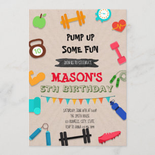 Fitness Party Geburtstagsfeier Einladung