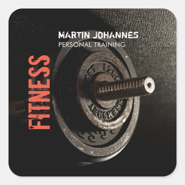 Fitness Personal Trainer Bodybuilding Modern Sharp Quadratischer Aufkleber (Vorderseite)
