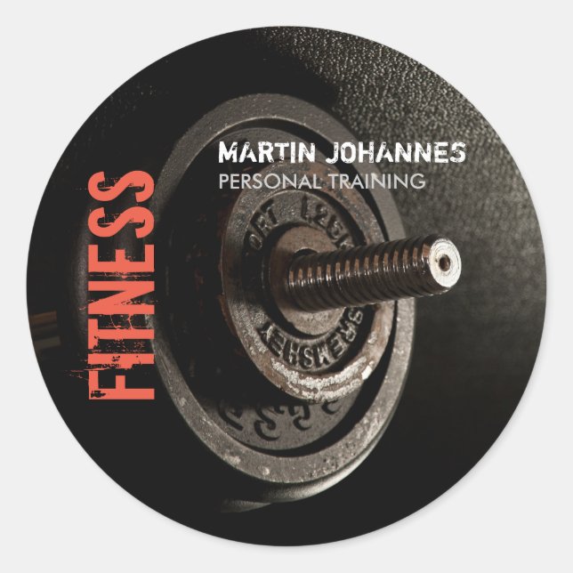 Fitness Personal Trainer Bodybuilding Modern Sharp Runder Aufkleber (Vorderseite)