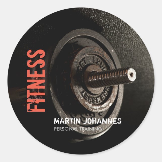 Fitness Personal Trainer Bodybuilding Modern Sharp Runder Aufkleber (Vorderseite)
