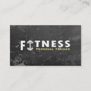 Fitness Personal Trainer Fett Text Dumbell Logo Visitenkarte
