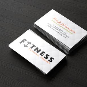 Fitness Personal Trainer Fett Text Dumbell Logo Visitenkarte