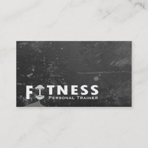 Fitness Personal Trainer Fett Text Dumbell Logo Visitenkarte