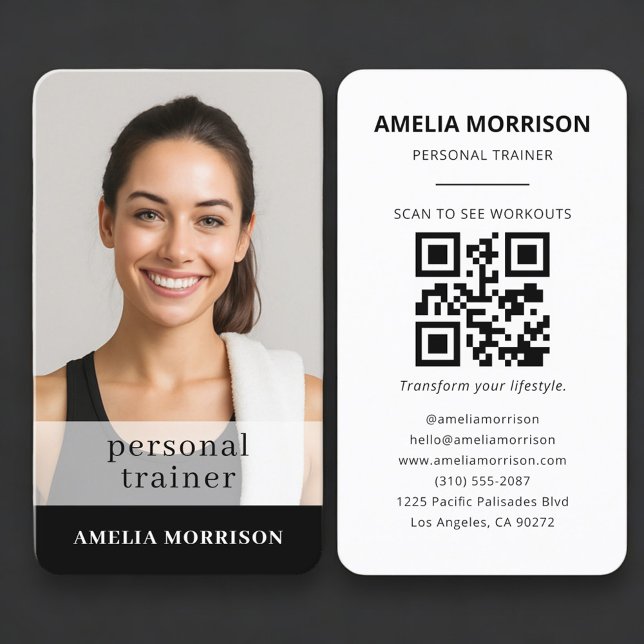 Fitness Personal Trainer Foto QR Code  Visitenkarte (Von Creator hochgeladen)