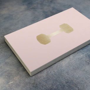 Fitness Personal Trainer Gold Dumbell Blush Rosa Visitenkarte