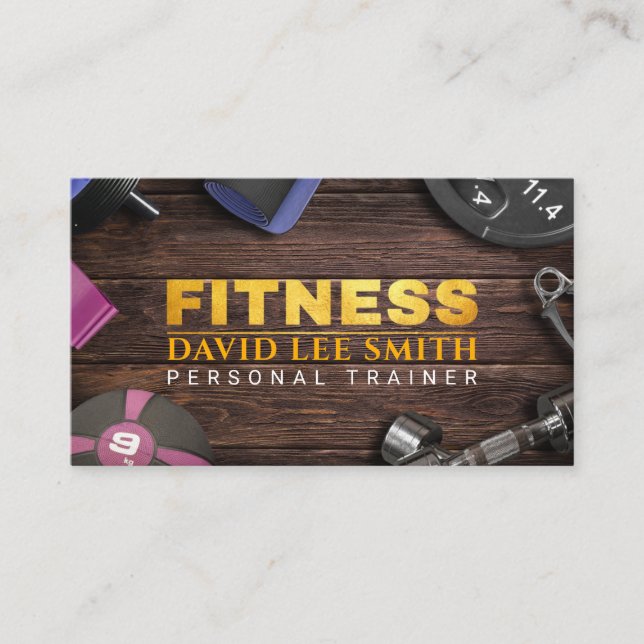 Fitness Personal Trainer Gold Typografy Business  Visitenkarte (Vorderseite)