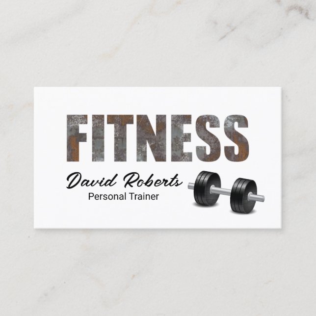 Fitness Personal Trainer Rusty Metal Typografy Visitenkarte (Vorderseite)
