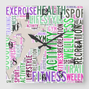 Fitness Quadratische Wanduhr