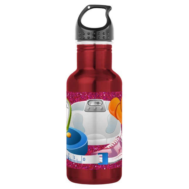 Fitness (rosa) Flasche - SRF Edelstahlflasche (Vorderseite)