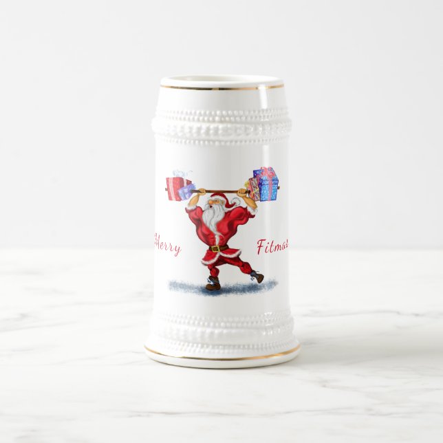 Fitness Santa Beer Stein Bierglas (Mittel)