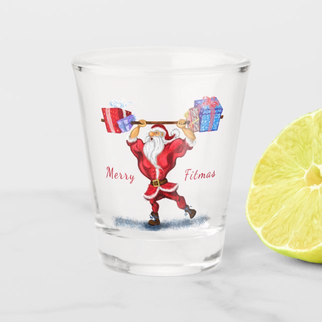 Fitness Santa Claus Shot Glass Schnapsglas (Vorderseite)