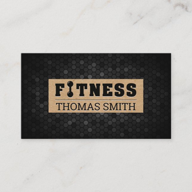 Fitness | Schwarz Geometrisch | Brown Paper Visitenkarte (Vorderseite)