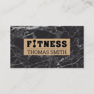 Fitness   Schwarzer Marmor   Brown Paper Visitenkarte
