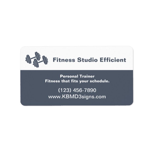 Fitness Studio Name Tagline Dumbbell Address Adressaufkleber (Vorne)