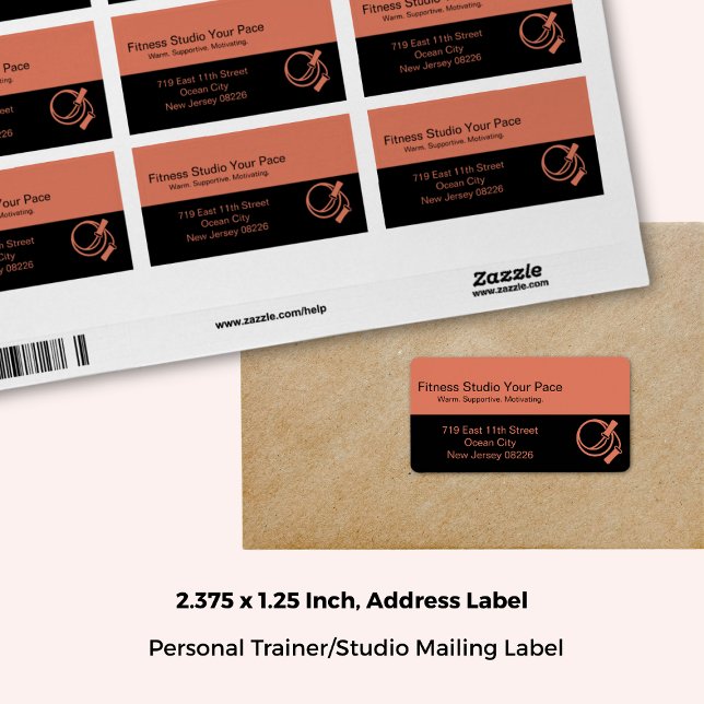 Fitness Studio Skipping Rope Orange Address Adressaufkleber (2.375x1.25 Inch, Fitness Studio Skipping Rope Orange Address Label)