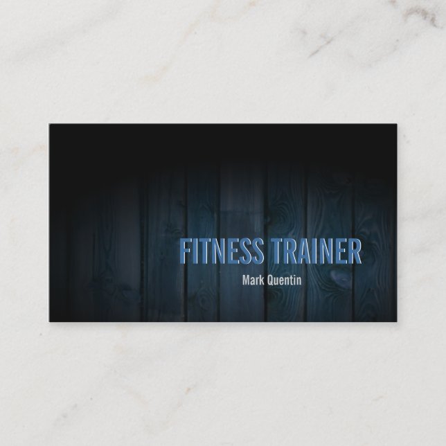 Fitness Trainer Business Card Dunkles Holz Visitenkarte (Vorderseite)