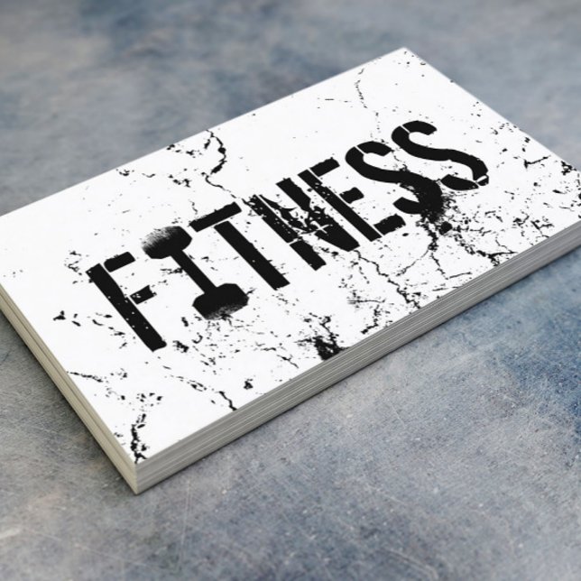 Fitness Trainer Fett Text Grunge Bodybuilding Visitenkarte (Von Creator hochgeladen)