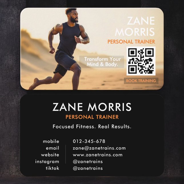 Fitness-Trainer-Foto-QR-Code Visitenkarte (Von Creator hochgeladen)