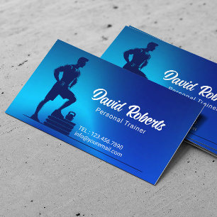 Fitness Trainer Gym Coach Modernes Blau Visitenkarte