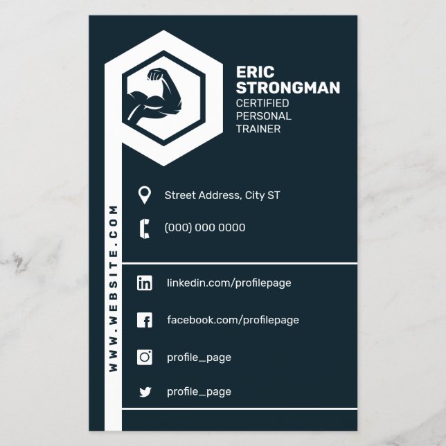 Fitness Trainer minimalistisch männlich Flyer (Vorne)