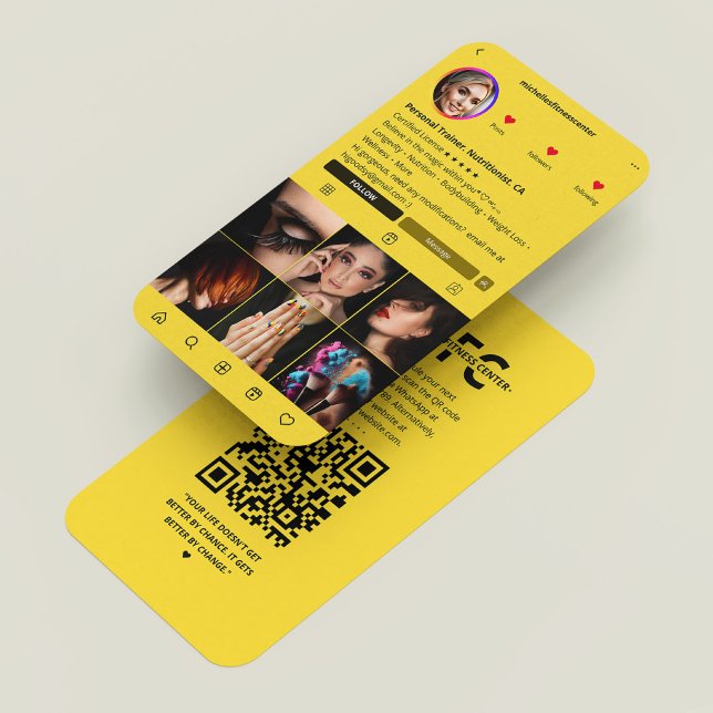 Fitness Trainer Nutritionist Yellow Modern IG Visitenkarte (Fitness Trainer Nutritionist Dietitian Yellow Modern IG Business Card
)