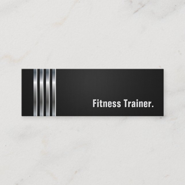 Fitness Trainer - Schwarze Silberstreifen Mini Visitenkarte (Vorderseite)