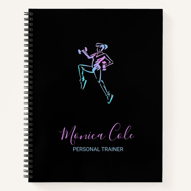 Fitness Trainer Silhouette schwarz Notizbuch (Vorderseite)