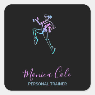 Fitness Trainer Silhouette schwarz Quadratischer Aufkleber