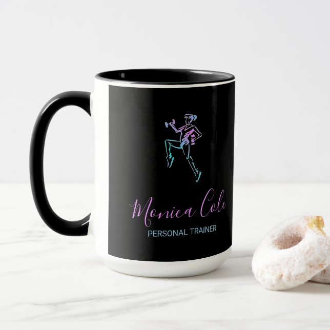 Fitness Trainer Silhouette schwarz Tasse (Mit Donut)
