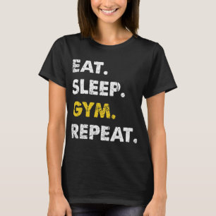 Fitness Training Essen Schlafsack Gym Wiederholung T-Shirt