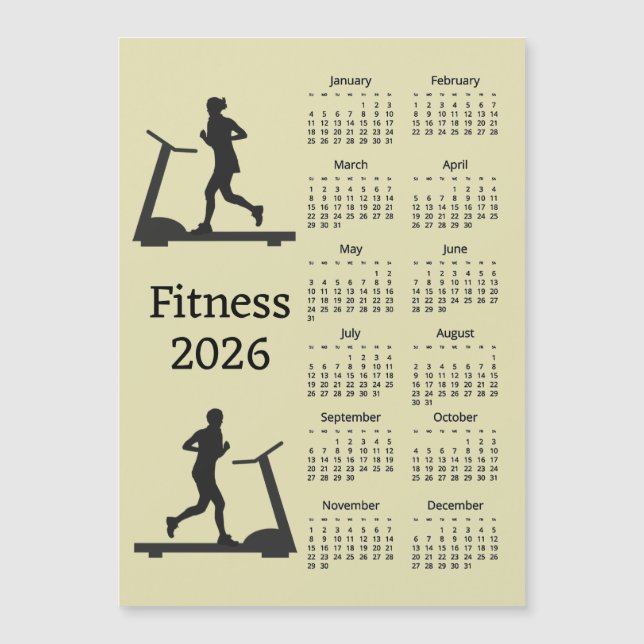 Fitness Treadmill 2026 Calendar Magnetic Card Magnetkarte (Vorderseite)
