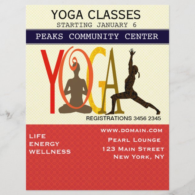 Fitness Übungen Pilates Yoga Moderne Personalisier Flyer (Vorne)