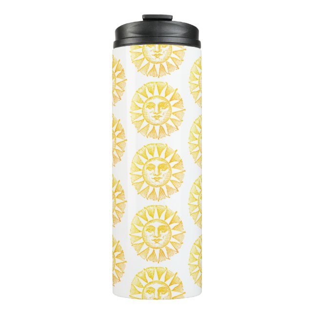Fitness und Reisen in sonniger Vintager Muster Thermosbecher (Vorderseite)