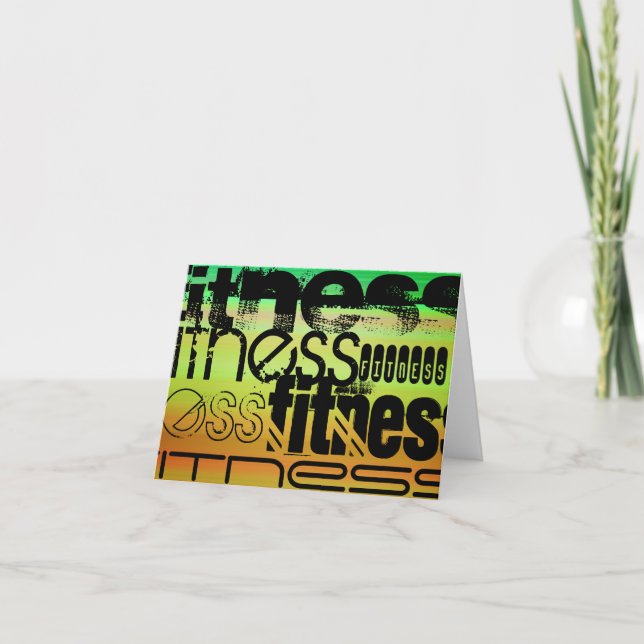 Fitness; Vibrierendes Grünes, orange u. Gelb Karte (Vorderseite)