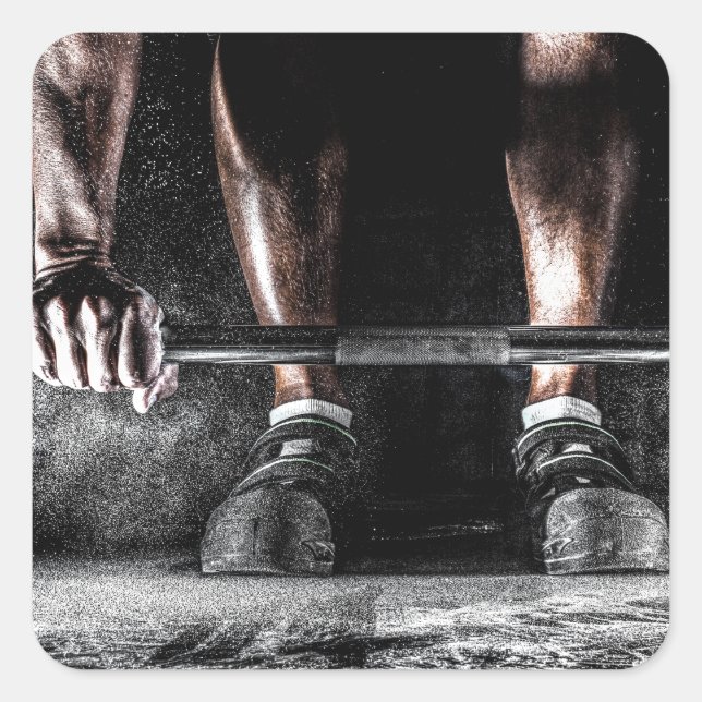 Fitness Weightlift GYM Workout Quadratischer Aufkleber (Vorderseite)