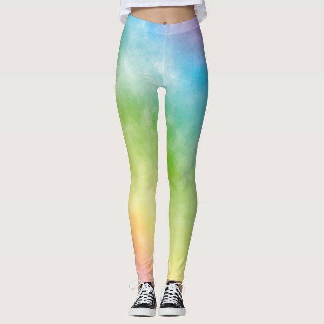 Fitness Women Gift Gym Watercolor Rainbow Sport Leggings (Vorderseite)