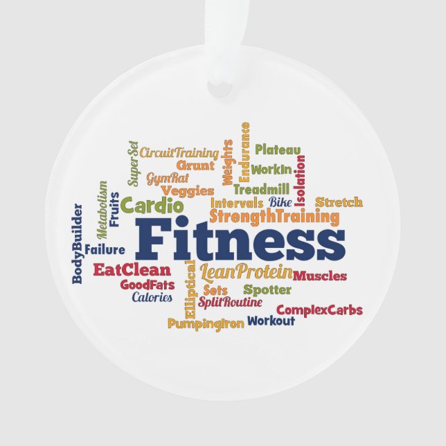 Fitness Word Cloud Ornament (Vorderseite)