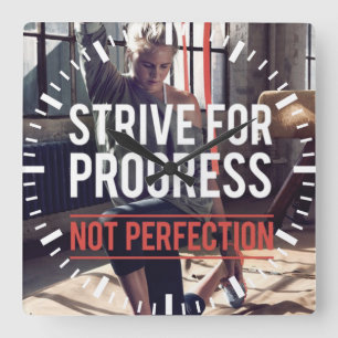 Fitness Workout Gym Motivation Quadratische Wanduhr
