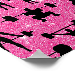 Fitness Workout Gym Sport Pink Glitzer Poster