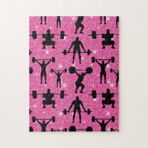 Fitness Workout Gym Sport Pink Glitzer Puzzle
