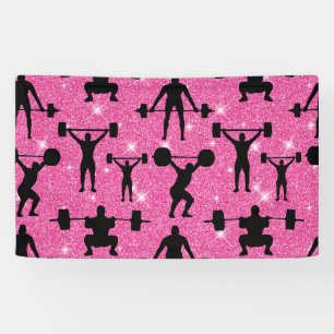Fitness-Workout-Gym-Sport Rosa Glitter Banner