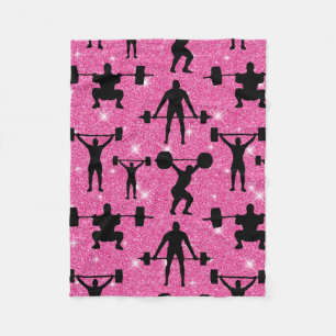 Fitness-Workout-Gym-Sport Rosa Glitter Fleecedecke