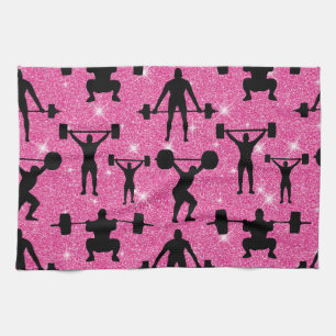 Fitness Workout Gym Sport Rosa Glitter Geschirrtuch
