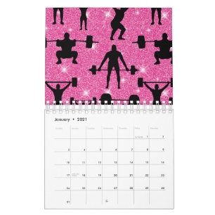 Fitness-Workout-Gym-Sport Rosa Glitter Kalender