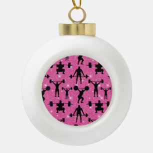 Fitness-Workout-Gym-Sport Rosa Glitter Keramik Kugel-Ornament