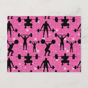 Fitness-Workout-Gym-Sport Rosa Glitter Postkarte
