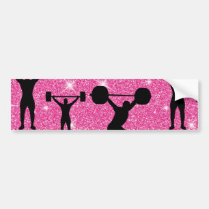 Fitness Workout Gym Sport Rosa Glitzer Autoaufkleber