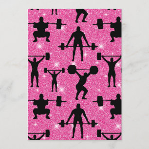Fitness Workout Gym Sport Rosa Glitzer Einladung