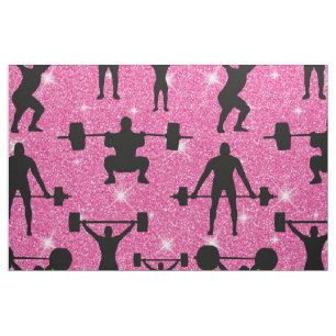 Fitness Workout Gym Sport Rosa Glitzer Stoff